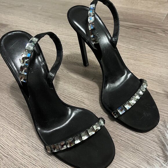 Black crystal embellished slingback Gucci shoes, size 38. - Picture 3 of 6